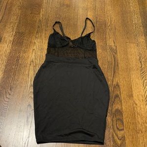 Little Black Dress with Polka Dot Sheer Detail